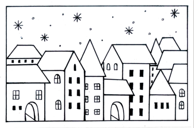 Черная косметичка с рисунком "Город"