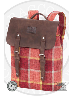 Рюкзак Asgard Р-7642 Клетка Шотландка Бордовый вид спереди