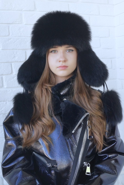 Ушанка "Полярная звезда" цвет черный + черный