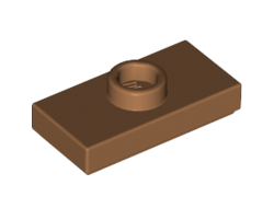 Plate, Modified 1 x 2 with 1 Stud with Groove and Bottom Stud Holder Jumper, Medium Nougat (15573 / 6218364 / 6292154)