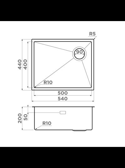 Мойка OMOIKIRI TAKI 54-U/IF SIDE SF