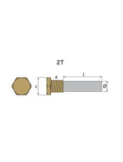 Цинковый анод Tecnoseal 02351T Ø10x18мм стержневой с латунной заглушкой 1/4''Gas для двигателей Lombardini
