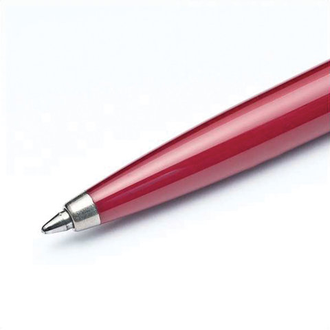 Ручка шариковая PARKER "Jotter Plastic CT", корпус сталь + красный пластик, синяя, R0033330