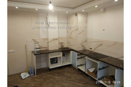 Облицовка фартука керамогранитом 30*60  см