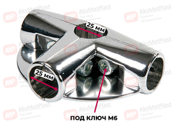 UNO-09 Угловой соединитель 4-х труб с двумя полками системы Joker-Uno d= 25 мм, цвет: хром