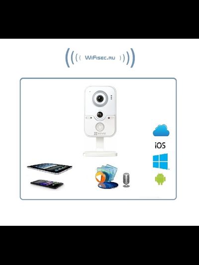 EZVIZ C2W (CS-CV100-A0-30EPFR(4mm))  Бюджетная WiFi/LAN видеокамера с DVR, HD