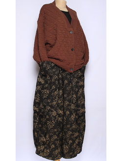 БРЮКИ-БАНАНЫ джинс-гобелен "БОЛЬШИЕ КАРМАНЫ" черные р.46-54