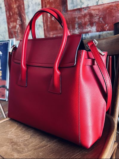 Женская форматная сумка из натуральной кожи, цвет красный рубин, Vera Pelle  Арт.022032