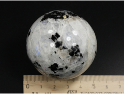 Шар Лунный камень, Турмалин чёрный (шерл), Индия (53 мм, 194 г) №35330