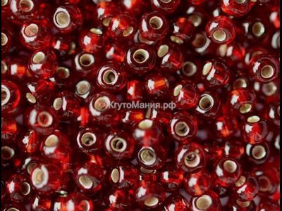 БИСЕР PRECIOSA 10/0 - 50г - 97120 ПРОЗРАЧНЫЙ С СЕРЕБРЯНОЙ ЛИНИЕЙ ВНУТРИ КРАСНЫЙ (ОГОНЁК)