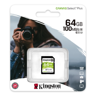 Карта памяти Kingston Canvas Select Plus SDXC UHS-I Cl10, SDS2/64Gb