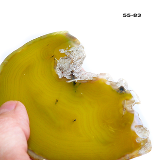 Агат тонированный (срез) желтый №55-83: с отв. - 84*65*5мм