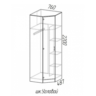 Шкаф угловой ЭКО 760/760х2200х481дуб вотан/белый