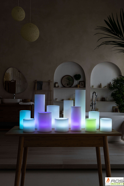 Большой набор LED свечей с парафиновыми плафонами, "Цветной"