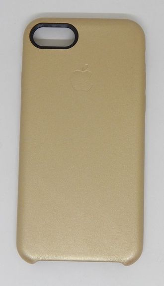 Защитная крышка iPhone 7, кожзам, с логотипом, золотистая