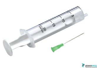 Шприц одноразовый стерильный Vogt Medical 2PC 20мл с приложенной иглой 21G 1 1/2" (0,8х40мм)
