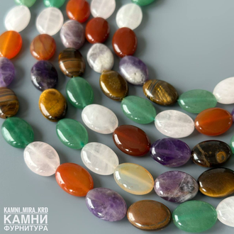 Микс камней овалы 18х12,7-13 мм, цена за нить 19 см