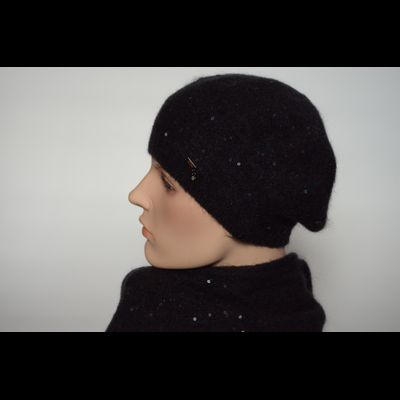 Черный одинарный берет вязаный Vizio Италия 6943 BO