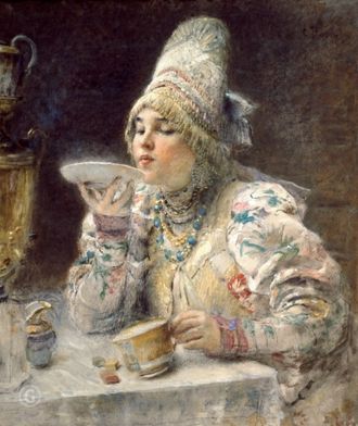 За чаем, по мотивам картины Маковского К.Е. (алмазная мозаика) mz-ml-my avmn
