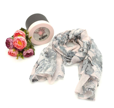 Шарф "Розы" женский Zaro в подарочной коробочке, 100% хлопок, 175х80см  (9 расцветок)