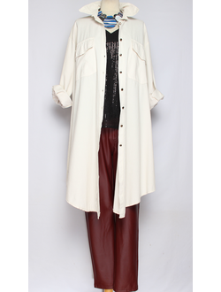 Платье-рубашка Бохо "Вельвет клёпки " белое до р.54