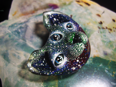 "Всевидящий Муркотик - звёздный путешественник", необычная брошь в стиле фэнтези