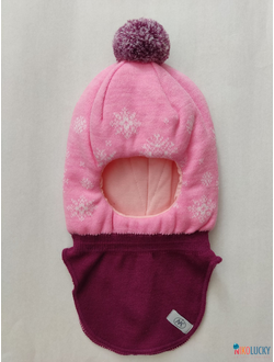 Шапка-шлем "Снежинка"", цвет бордовый, розовый р. 48-50
