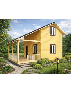 Д-03 ДАЧНЫЙ ДОМ ИЗ БРУСА: ГАБАРИТНЫЕ РАЗМЕРЫ: (7Х5М), ОБЩАЯ ПЛОЩАДЬ: 55М²