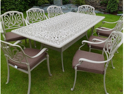 Литой обеденный комплект Rimini белого цвета на 8 персон
