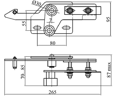 Замок ДШ (старого образца) ПРАВЫЙ 0401.36.11.090 МЛЗ