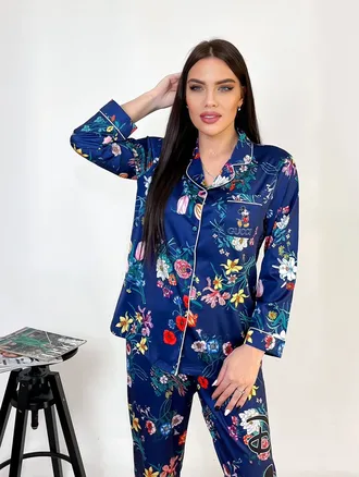 Пижама Guc с цветочным принтом цвет синий