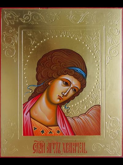 Ангел-Хранитель. Рукописная икона. 17,5х21см.