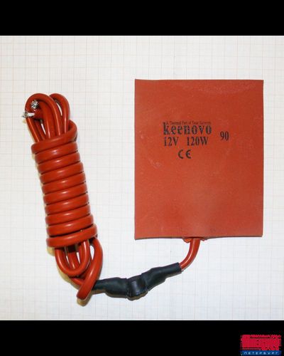 Гибкая нагревающая пластина 120 Вт 12 В (100х120) (терм.90/1) с губкой 5 мм Keenovo (3м скотч, термодатчик на 90° + внешний датчик на 0°)