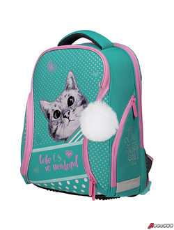 Ранец Berlingo Nova "Curious cat" 37*28*18см, 2 отделения, 2 кармана, анатомическая спинка. RU06205