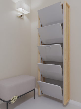 Обувница Айрон-5 Комфорт (фасад стекло белое)