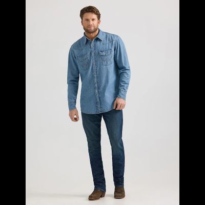 Рубашка Wrangler® Classic Denim Western Snap Shirt