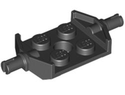 Plate, Modified 2 x 2 with Wheels Holder Wide and Hole, Black (6157 / 615726 / 6387246)