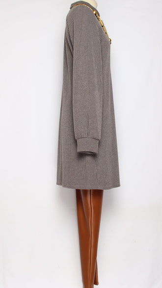 Платье-туника трикотажное "Фактурное реглан" серое р.42,44,46,48