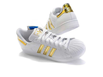 Adidas superstar белые с золотым, кожа (35-40) Арт. 006М