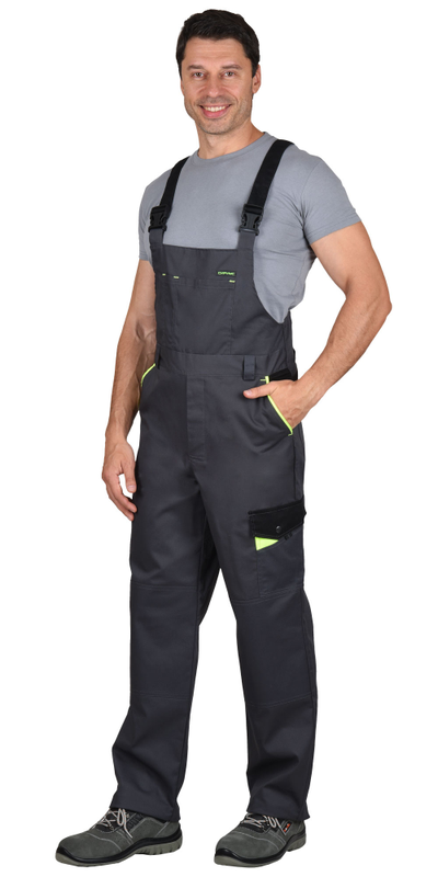 Костюм ХОВАРД-МАСТЕР летний: куртка, полукомбинезон, темно-серый с черной и лимонной отд.