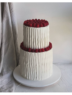 Торт двухъярусный с фактурным покрытием и малиной (5-8кг)