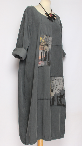 Платье Бохо вельветовое "Город трикотажная спинка" графит до р.56