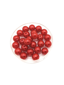 Бусины пластиковые под жемчуг 8 мм, цвет красный