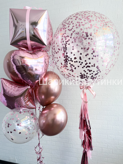 Шар гигант с конфетти и надписью 60см