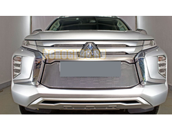 Защита радиатора Mitsubishi Pajero Sport 2021- chrome верх PREMIUM (4 части)