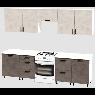 Кухня Эконом 2,1 метра (600х450х600х450) Цвет: Цемент светлый/Цемент темный