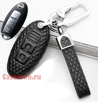 Чехол на ключ ниссан кашкай j11 (натурал. кожа King 2 кнопки)
