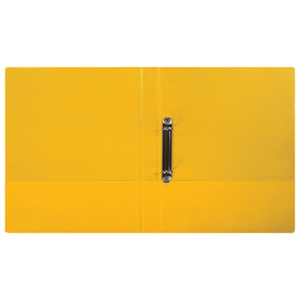 Папка на 2 кольцах BRAUBERG, картон/ПВХ, 35 мм, желтая, до 180 листов (удвоенный срок службы), 228381
