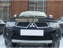 Защита радиатора Mitsubishi L200 2010-2013 black верх