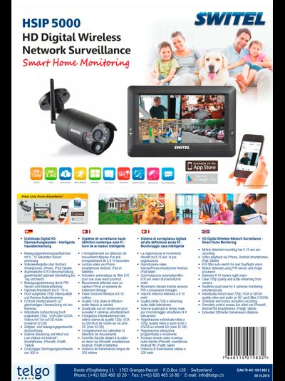 Switel. Комплект видеонаблюдения (1 камера и монитор) HSIP с DVR, HD